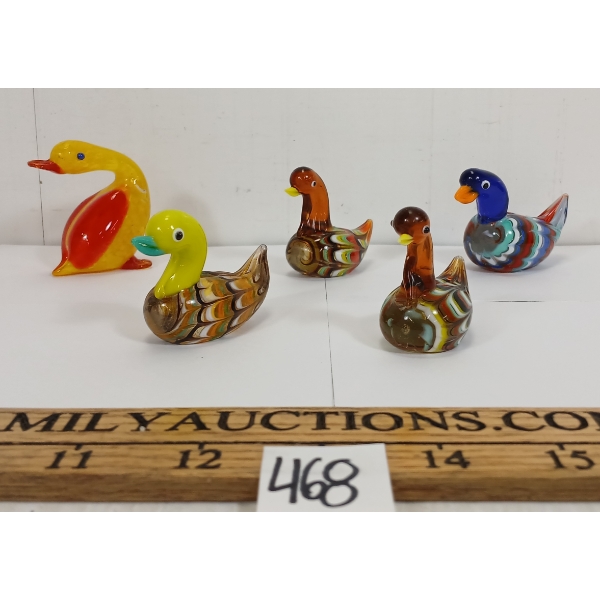 LOT OF 5 - MURANO GLASS DUCKS