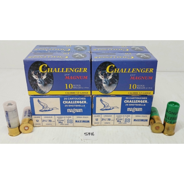 AMMO: 90X CHALLENGER 12GA - 2 3/4IN - BB & SLUG