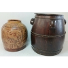 Image 3 : LOT OF 2 - CHINESE MARTABAN STORAGE JAR & RICE BARREL