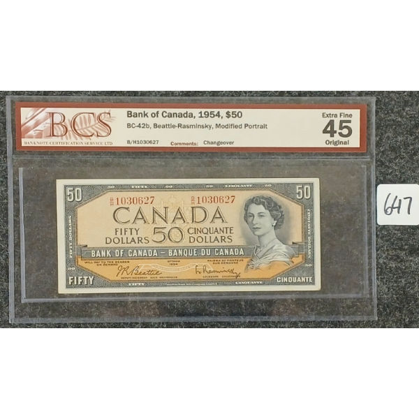 1954 CDN $50 BANKNOTE - BCS GRADED