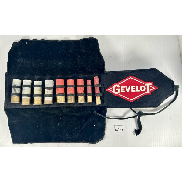 AMMO: 9X GEVELOT SALESMAN SAMPLE INCL 12 GA, 16 GA, 20 GA, & .410 