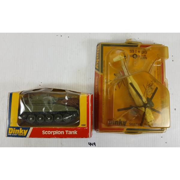 LOT OF 2 - DINKY TOY CAST SCORPION TANK & SEA KING HELICOPTER