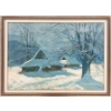 Image 1 : WINTER CABIN SCENE BY LESZEK STANIK - FRAMED OIL ON CANVAS