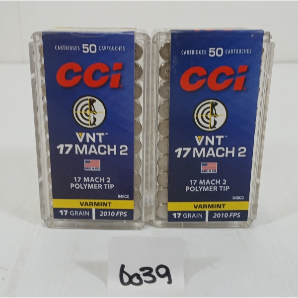 AMMO: 100X CCI .17 MACH 2 - 17GR - POLYMER TIP - SEALED