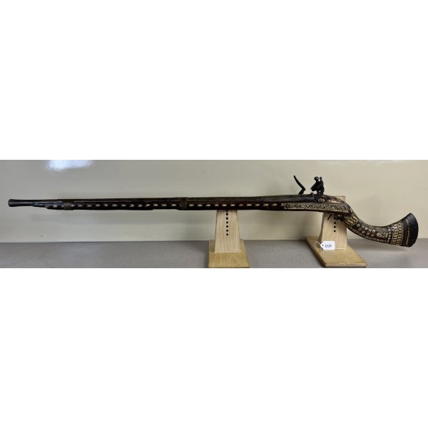 JEZAIL FLINTLOCK IN APPROX .50 - ANTIQUE CLASS