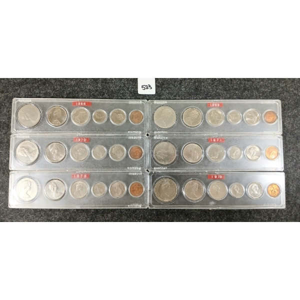 LOT OF 6 - 1968-1973 CDN UNCIRCULATED PROOF SETS