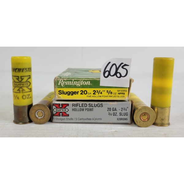 AMMO: 10X WINCHESTER & REMINGTON 20GA - 2-3/4IN - SLUGS