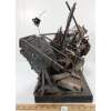 Image 2 : BRONZE SHIP SCULPTURE W/ STONE & STEEL BASE