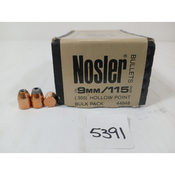 BULLETS: APPROX 250X NOSLER 9MM - 115GR - HP
