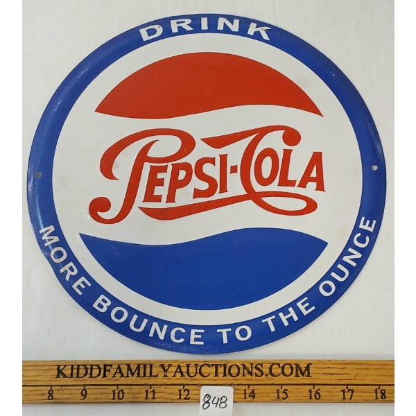 DRINK PEPSI-COLA / "MORE BOUNCE TO THE OUNCE" - SST EMBOSSED SIGN