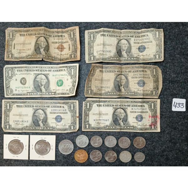 JOB LOT - 1957-1988 U.S. COINS & 1935 & 1977 U.S. DOLLAR BANKNOTES