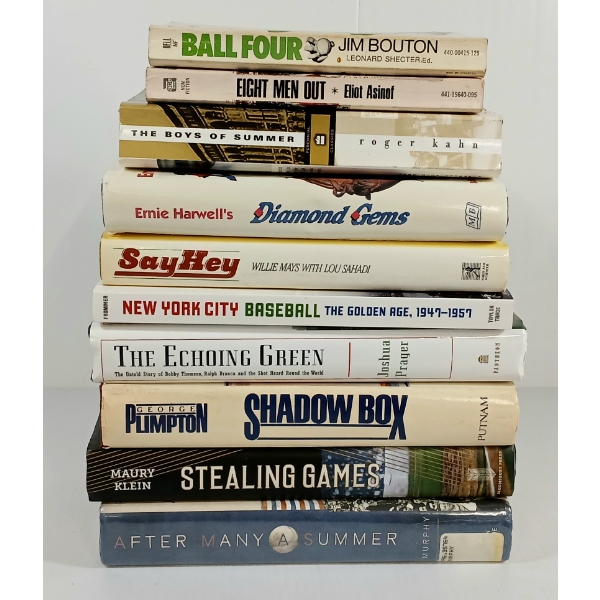 LOT OF 10 - BASEBALL BOOKS - "THE ECHOING GREEN", "DIAMOND GEMS", "SHADOWBOX", ETC