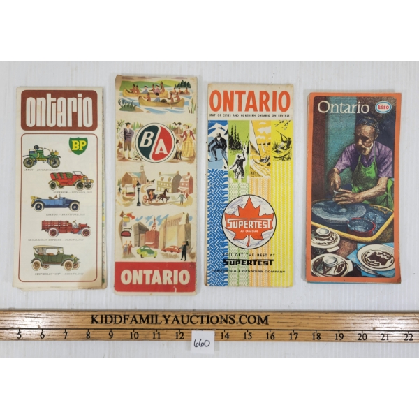 LOT OF 4 - SERVICE STATION ONTARIO MAPS - INCL SUPERTEST, B/A & ESSO