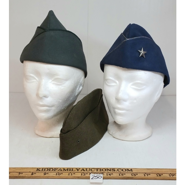 LOT OF 3 - US ARMY, AIRFORCE & NAVY FIELD CAPS