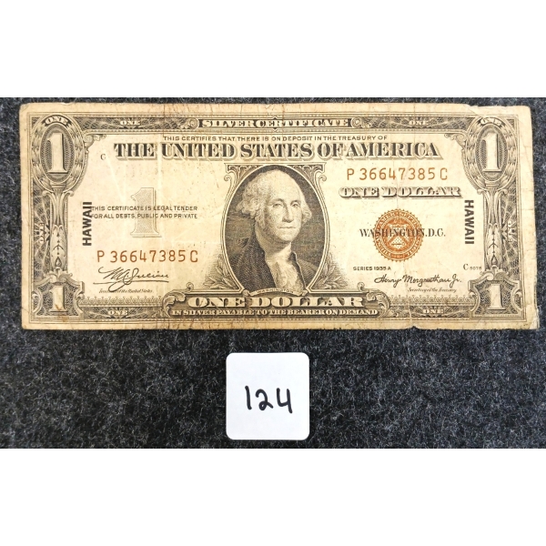 1935 US $1 BANKNOTE - HAWAII OVERPRINT 