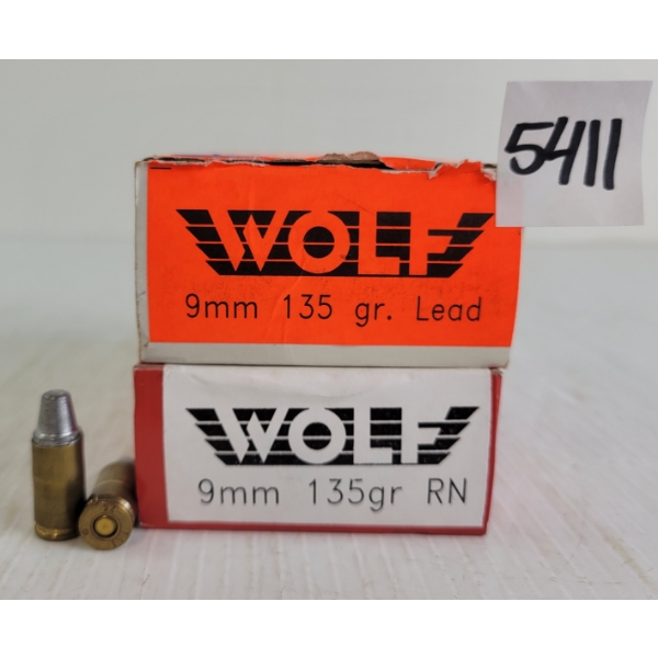AMMO: 100X WOLF 9MM - 135GR - RN