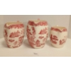 Image 3 : LOT OF 3 - JOHNSON BROS. WILLOW RED PINK CREAM PITCHERS