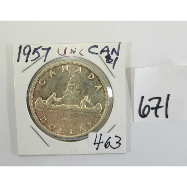 1957 CDN SILVER DOLLAR - UNCIRCULATED