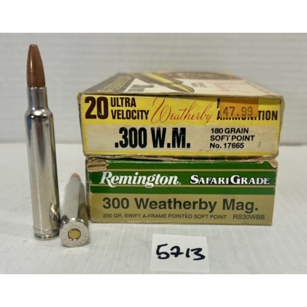 AMMO: 31X LIVE & 7X BRASS .300 WBY MAG 180GR. & 200GR.