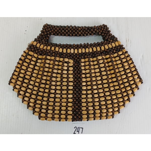 WOODEN BEADED CLUTCH PURSE