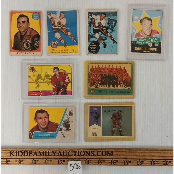 LOT OF 8 - 1960'S-1970'S OPC & TOPPS HOCKEY CARDS - 1969 GORDIE HALL ALL-STAR