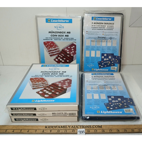 LOT OF 6 - LEUCHTTURM COIN PRESENTATION INSERTS & COIN BOX MB DRAWERS