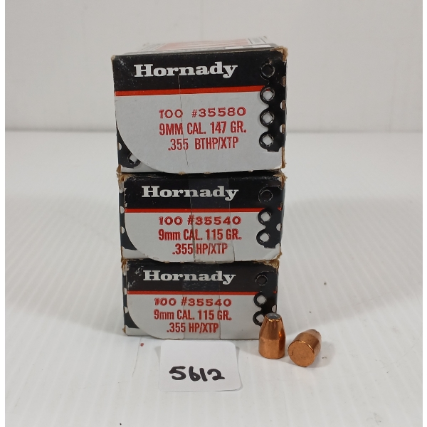 BULLETS: APPROX 300X HORNADY XTP 9MM - HP/XTP