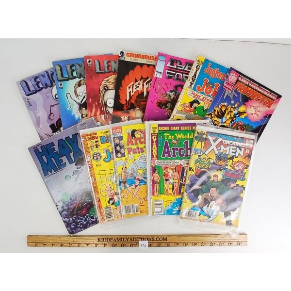 LOT OF 12 - MISC COMICS - INCL 1978 HEAVY METAL, LENORE, ARCHIE, ETC. 