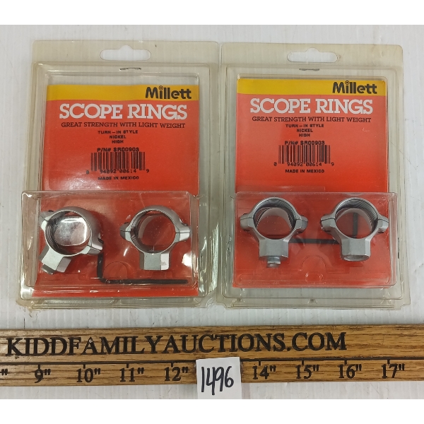 LOT OF 2 - MILLET 1IN HIGH NICKEL SCOPE RINGS