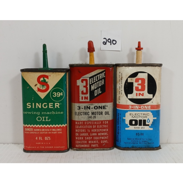 LOT OF 3 - SINGER & 3-IN-ONE OILERS