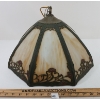 Image 1 : 8 PANEL WROUGHT IRON SLAG GLASS CHANDELIER