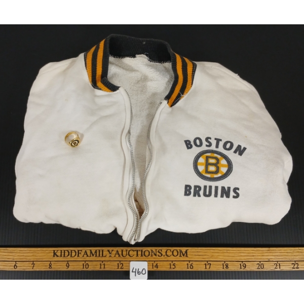 LOT OF 2 - BOSTON BRUINS HOCKEY JACKET & ADJUSTABLE SIGNET RING