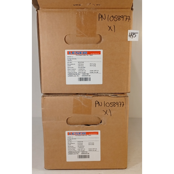 LOT OF 2 - LESER SAFETY VALVES FOR OXYGEN SERVICE