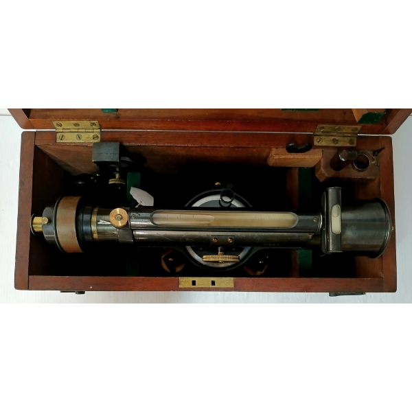 WOOD LATE ABRAHAM SURVEYOR'S LEVEL IN CASE - C. 1855- LATE 1800'S