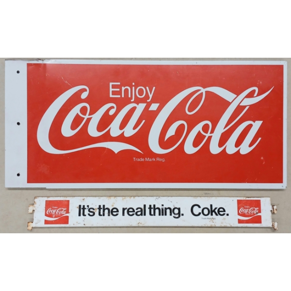 LOT OF 2 - COCA-COLA METAL DISPLAY TOPPER SIGNS