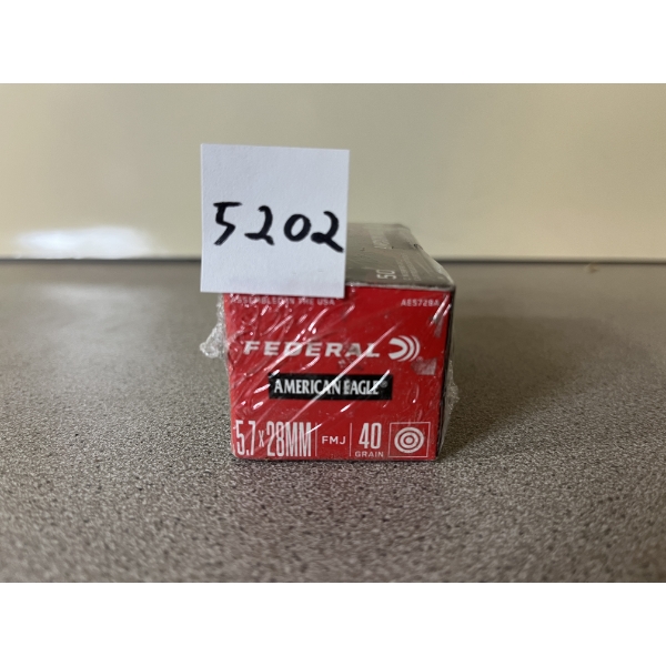 AMMO: 50X FEDERAL 5.7X28 40GR. FMJ - SEALED