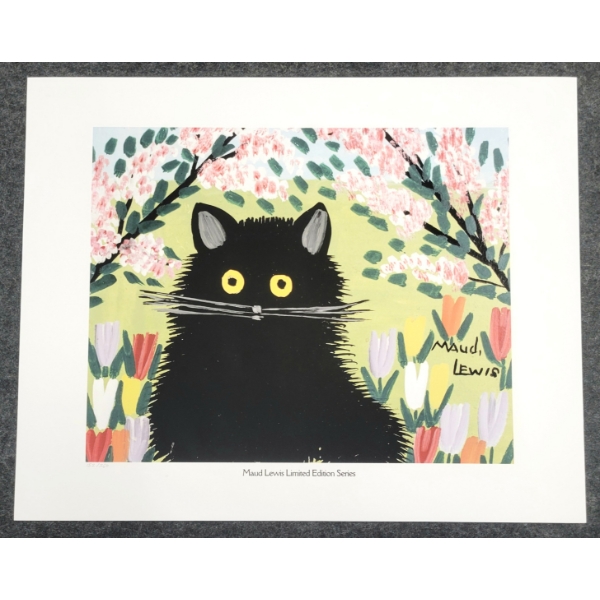 "ONE BLACK CAT" BY MAUD LEWIS (1903 - 1970) - PRINT