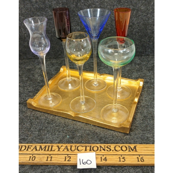 LOT OF 7 - COCKTAIL STEMWARE W/ TRAY
