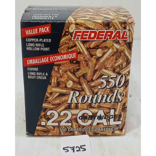 AMMO: 550X FEDERAL .22 LR - 36GR - HP - SEALED