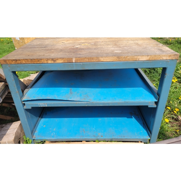 STEEL WORKBENCH W/ SLIDING SHELVES