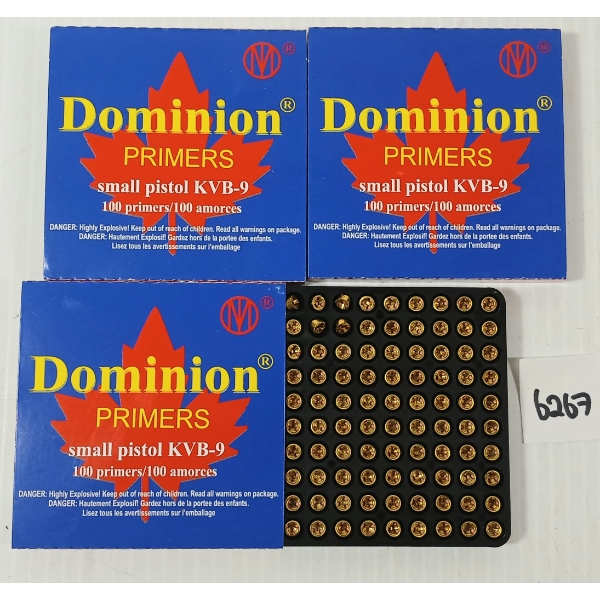 PRIMERS: 300X DOMINION KVB-9 SMALL PISTOL PRIMERS