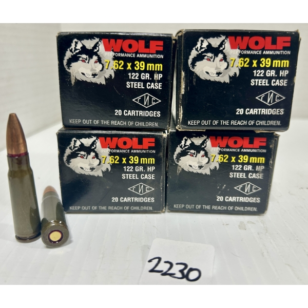 AMMO: 80X WOLF 7.62X39 MM - 122 GR HP