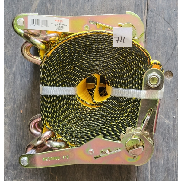 LOT OF 2 - 2IN X 27FT 10,000LB MAX STRAPS - AS NEW