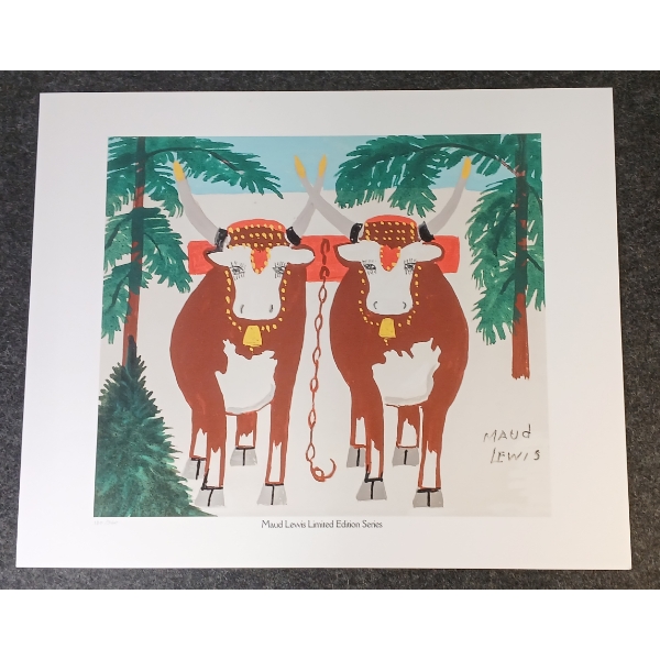 "OXEN IN WINTER" BY MAUDE LEWIS (1903-1970) - PRINT