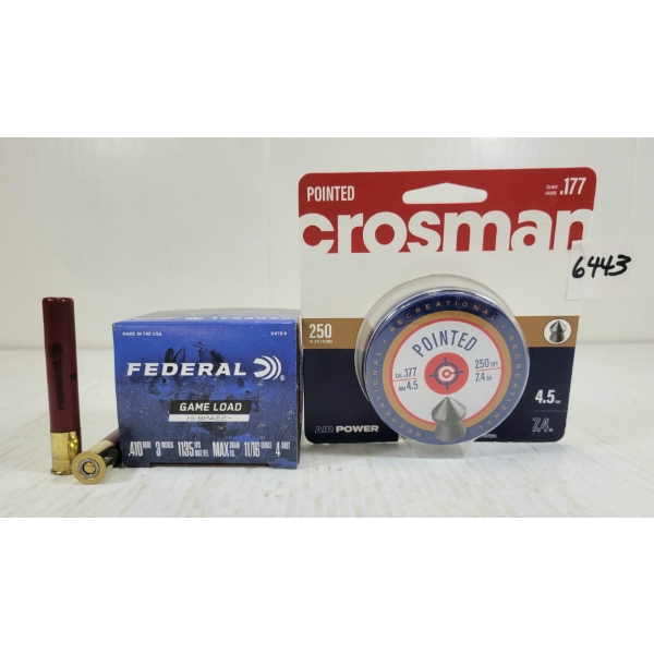AMMO / PELLETS: 25X FEDERAL .410GA - 3IN - #4 SHOT - 250X CROSMAN .177 PELLETS