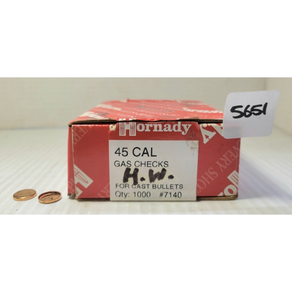 GAS CHECKS: APPROX 1000X HORNADY .45 GAS CHECKS