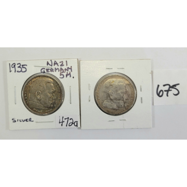 LOT OF 2 - 1935 & 1936 GERMAN SILVER 5 MARKS