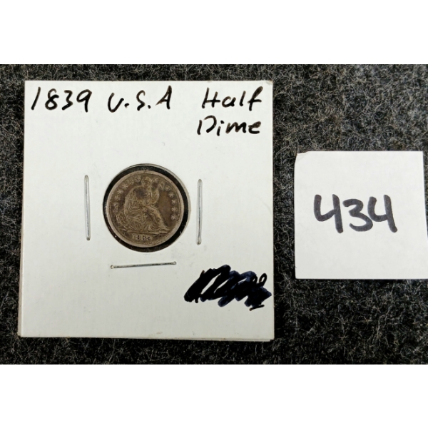 1839 U.S. SEATED LIBERTY HALF DIME COIN 