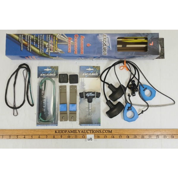 JOB LOT - ARCHERY ACCESS - INCL ALUM ARROWS, ARROW PULLER & STRINGS ETC