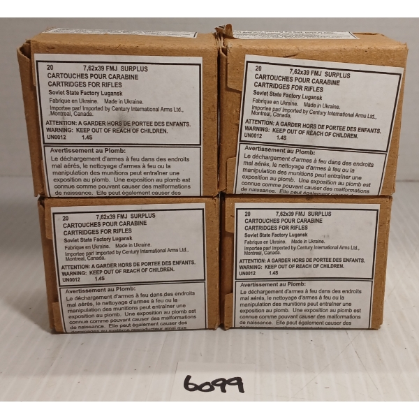 AMMO: 80X SOVIET STATE FACTORY 7.62X39 FMJ